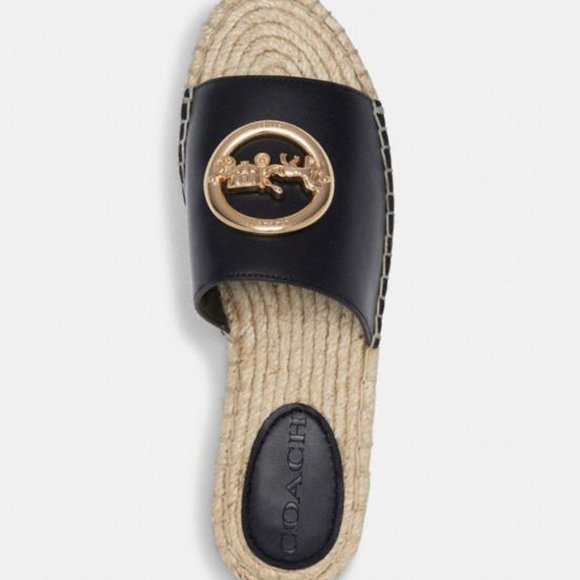Coach Espadrille  Black Leather - Picture 1 of 4